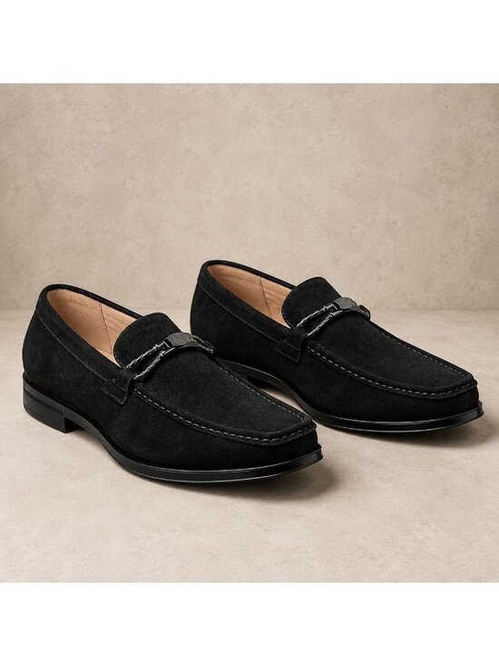 Stacy Adams Mens Black Suede Loafers With Memory Foam Insole & Metal Bit Detail main image 4